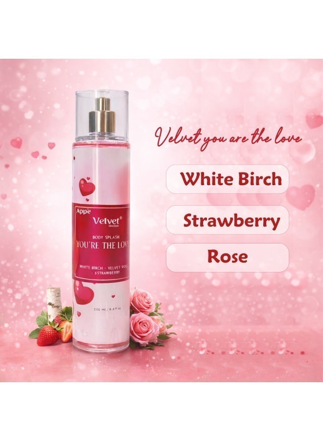 Velvet You're The Love Body Splash for Women 250ml - Long Lasting Fine Fragrance Mist - Romantic Scent with White Birch, Velvet Rose & Strawberry - Image 3